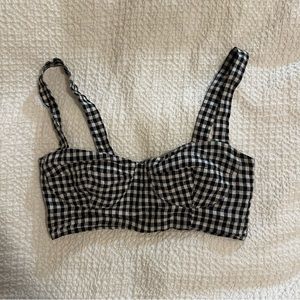 REFORMATION LINEN CHECK BRALETTE
